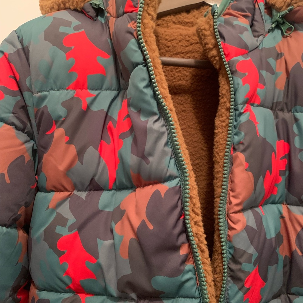 NWOT! Mini Boden camo leaf reversible jacket coat kid - Picture 4 of 8